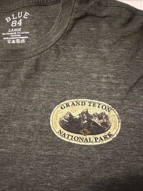 Blue 84 Men's Grand Teton Graphic Tee - Charcoal with Yellow Logo